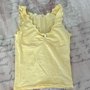 Brandy Melville Light Yellow Ruffled Tank Top